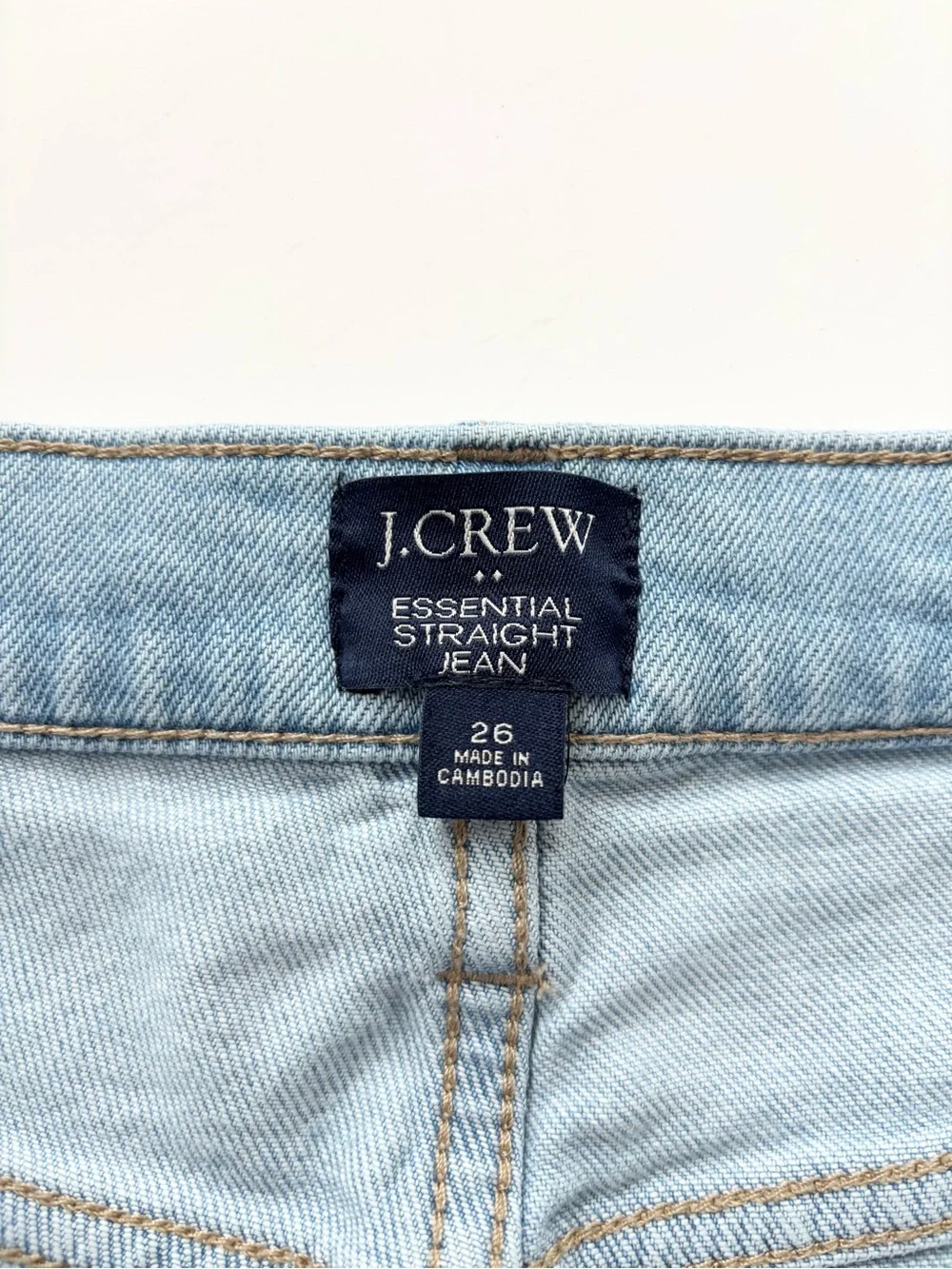 J Crew Factory Distressed Essential Straight Jeans in Palm Blue Wash Women’s 26